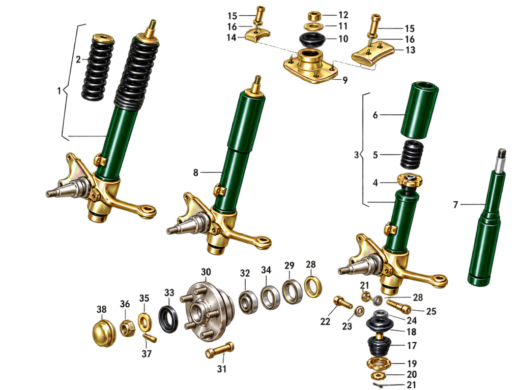 Porsche 911 (1970 - 1973) Shock Absorbers / Steering Knuckles / Hubs
