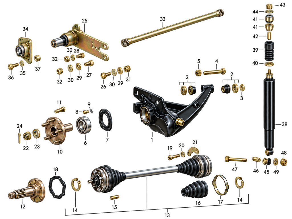 Porsche 911 (1970 - 1973) Axle Steering / Axle Strut / Hubs / Drive shaft / Shocks Absorbers / Components